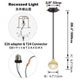 thumbnail image 3 of FSLiving Can Lights Retrofit Recessed Light Instant ON Pendants Compatible E26 Adapter T24 Connector for 4-5inches Holes Golden Crystal Adjustable Height Dimmable for Kitchen Island, 3 of 7