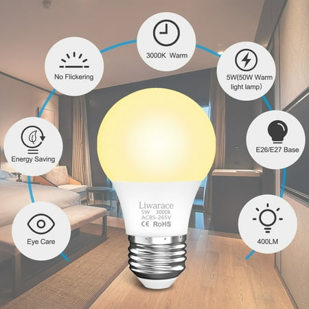 

50/90/150/180W Equivalent Light Bulb LED Lamp Warm White 3000K E26/27 In/Outdoor