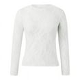 thumbnail image 3 of DuoJiaJ Women's Mesh Top Long Sleeve Neck Sheer Blouse See Through Floral Lace Tops Womenâs Summer Tops White S, 3 of 5