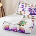 thumbnail image 4 of Feelyou Cute Kawaii Flying Dragon Twin Quilt Set for Boys Girls, Cartoon Wildlife Twin Coverlet Set, White Purple, 2 Pieces, 4 of 7