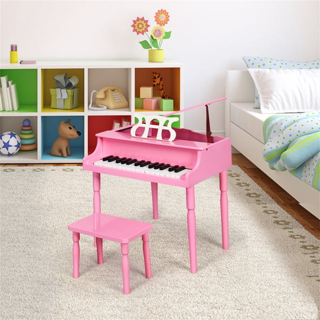 Costway Piano de Juguete con Banco de 30 Teclas Instrumento Musical de Aprendizaje para Niños 3-8 Años