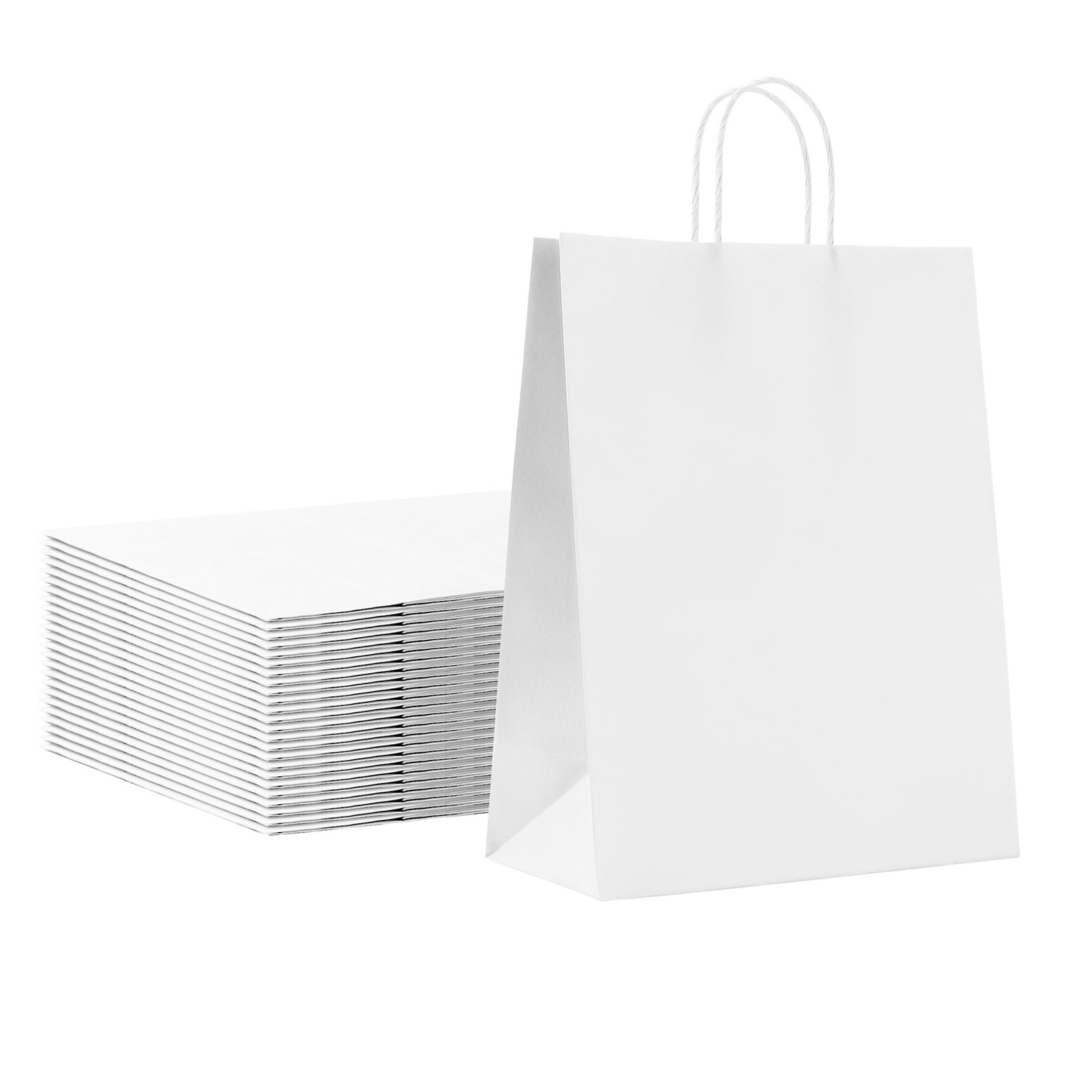 6 formats 100 Bags Shoppers white paper with Flat Handle 