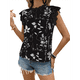 thumbnail image 1 of Blusas de Encaje con Estampado Floral para Mujer, Cuello Redondo, Mangas , Estilo Bohemio, Color Negro, Talla XXL, 1 of 9