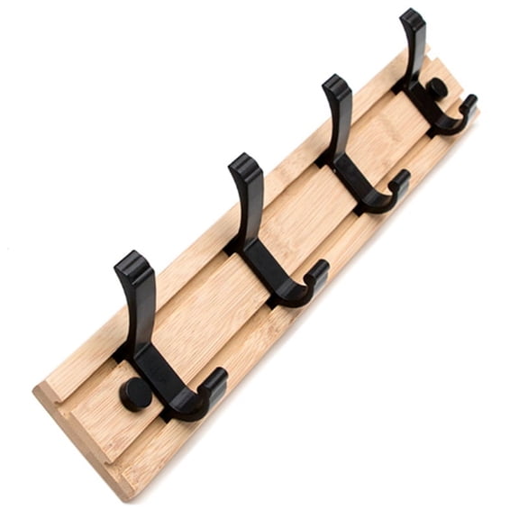 Coat Rack Wall Mount Coat Hooks - Wooden Black Coat Rack with 4 Hooks Wall Hooks for Hanging Coat Hat Bag Towel Hanger,1 x hook,wood color & black