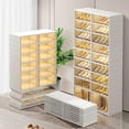 thumbnail image 1 of - Foldable Shoe Rack Organizer for Closet Pairs Collapsible Plastic Shoe Shelf Large Shoes Cabinet with Door Clear Stackable Storage Box Easy Assembly, 1 of 6