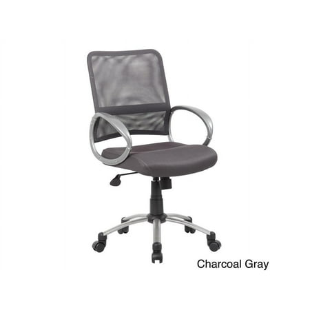 Boss Office Products Mesh Back with Pewter Finish Task Chair with Casters, Charcoal Grey