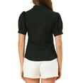 thumbnail image 3 of INSPIRE CHIC Chemise de Bureau Essentielle pour Femme à Manches Bouffantes, Col en Pointe, Boutonnée, S Noir, 3 of 7