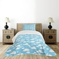thumbnail image 4 of Ambesonne Blue Quilted Bedspread Set 2 Pcs, Clear Summer Sky Pattern, Twin Size, Sky Blue White, 4 of 5