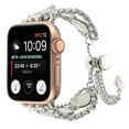 thumbnail image 4 of Chain Bracelet Compatible for Apple Watch Band 42mm 44mm 45mm 49mm Series 9 8 7 SE 6 5 4 3 2 1, Women Fashion Slim Beaded Bling Watch Band Chain Bracelets for iWatch Ultra Strap, Silver, 4 of 5