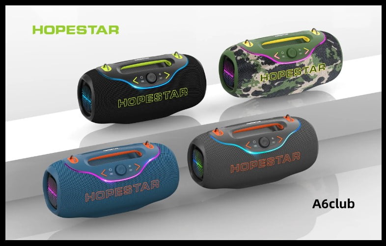 200W Wireless Bluetooth Speaker with 1 Microphone, RGB Lights, Big Bass, 10M Range, Blue