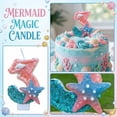 thumbnail image 3 of Starfish Seashell Candle, Pink & Teal Glitter Number 3 Birthday Candle With Starfish & Seashell Figurine, Cake Topper for Ocean / Mermaid Themed Birthday Party Decorations, Number 3, 3 of 6