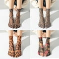 thumbnail image 3 of Yokua Nylon Snakeskin Leopard Print Ankle Socks for Everyday Wear Women's Silk Socks, 3 of 17