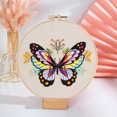 thumbnail image 1 of Diy Embroidery Kit Butterfly Flower Pattern Needlework Set With Embroidery Hoops Cross Stitch Kits For Craft Lover, 1 of 8
