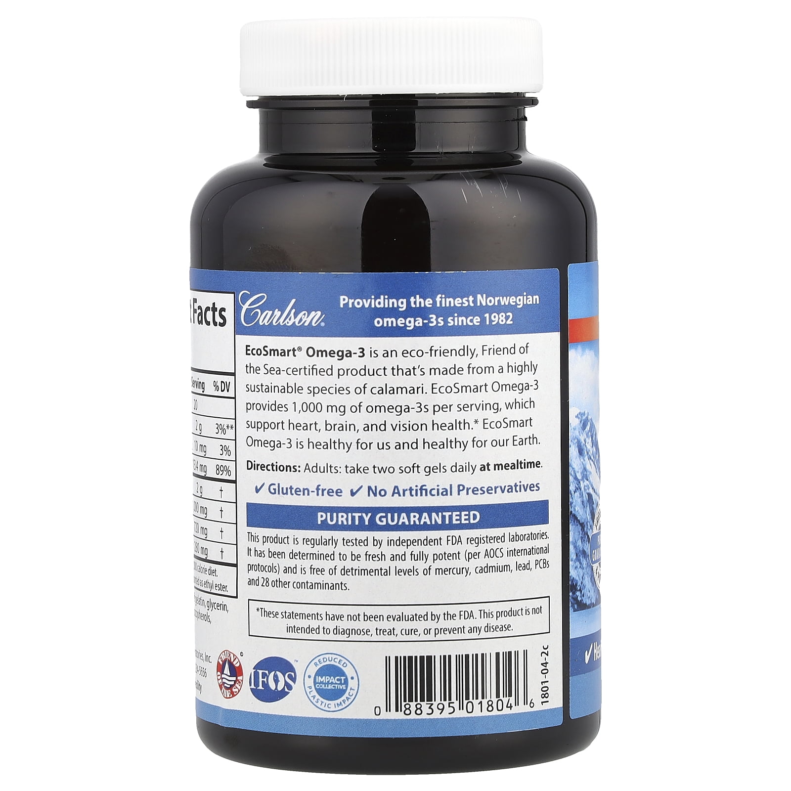 Carlson Wild Norwegian, EcoSmart® Omega-3, Natural Lemon, 120 Soft Gels