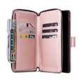 thumbnail image 2 of SaniMore for Samsung Galaxy S24 Ultra Case, 3 in 1 Zipper Purse Cover + Card Slots +  Kickstand + Detachable Lanyard Comprehensive Protective Shockproof Anti-drop Shell For Galaxy S24 Ultra, Rosegold, 2 of 9