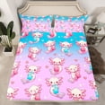 thumbnail image 2 of Feelyou Cute Boba Axolotl Bed Sheets, Dreamy Glitter Stars Galaxy King Sheets, Teens Kids Boys Girls Sheet Set, Ultra Soft Bedroom Decor, 4pcs, 2 of 7