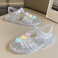 thumbnail image 6 of CYRBOKO Little Girls Jelly Sandals, Breathable Open Toe Beach Soft Soled Summer Shoes Silver Size 13(Little Kids), 6 of 9