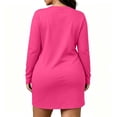 thumbnail image 6 of Busydd Plus Size Sleep Dresses for Women Fashion Oversized Solid Color Long Sleeve Dress Casual Basic Round Neck Mini Fall Dresses 3XL, 6 of 7