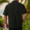 thumbnail image 3 of Yifymode Men's Lapel Short Sleeve Button-Down Shirt, Lightweight Breathable Fabric Summer Casual Top Black L, 3 of 3