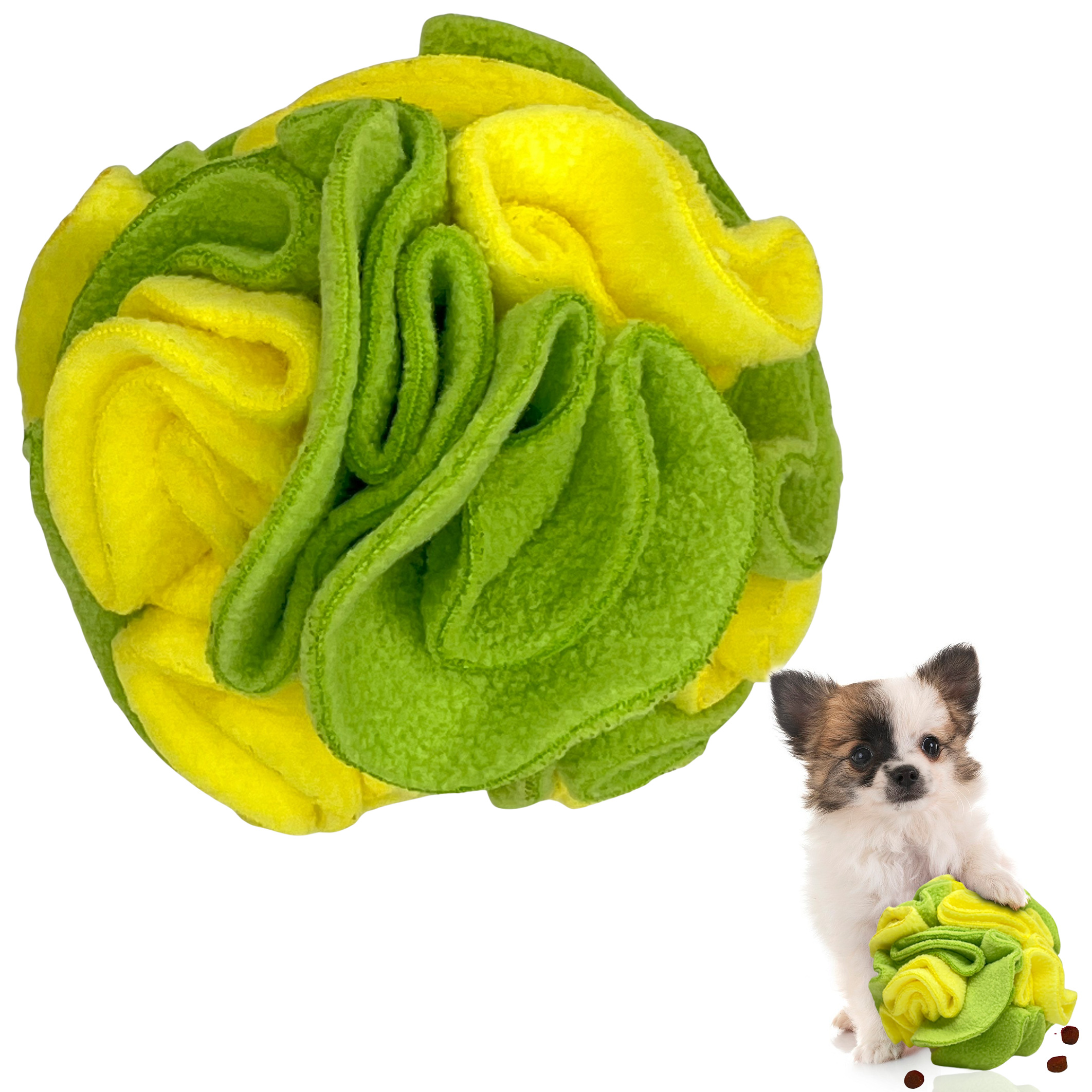 Lemon Lime Snuffle Interactive Foraging Dog Puzzle Ball Toy for Puppy and Adult