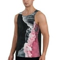 thumbnail image 2 of Gukieu Pink White Ocean Waves Print Men's Quick Dry Fitness Vest, Round Neck Sleeveless Fitness Bodybuilding Top-4X-Large, 2 of 7
