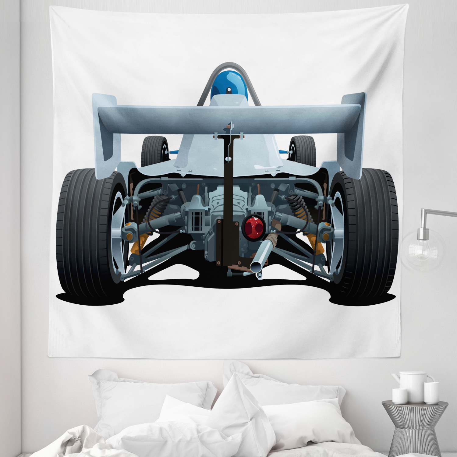 Cars Tapestry, Back View of a Formula Race Car Rally Competition Sports ...