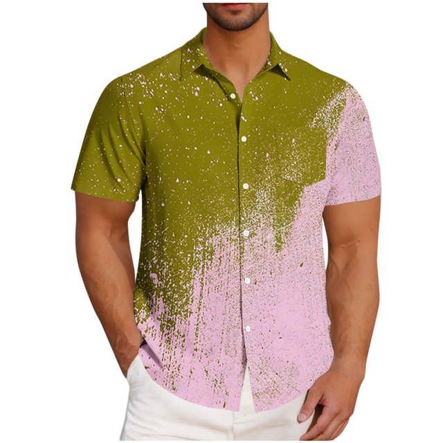 Styesk T-Shirts pour Homme Mode Décontractée Col Rabattu Imprimé Manches Courtes Chemise Blouse