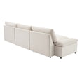 thumbnail image 4 of Deep Seated Couch Modern 3 Seater Sofa with 2 Side Storage Space Beige, 4 of 5