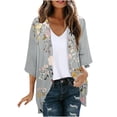 thumbnail image 2 of Brqkzdu Floral Kimonos for Women Puff Sleeve Open Front Chiffon Cardigan Lightweight Loose Fit Comfy Causal Cover Up, 2 of 5