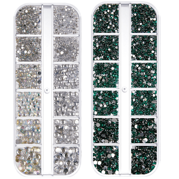Manicura redonda de cristal, acrílico plano con pedrería. Ormromra CPB-US-CJZ285-3