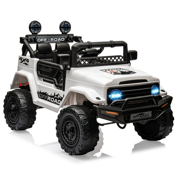 Coche Eléctrico Infantil 12V para Niños y Niñas - Dos Plazas y Mando a Distancia para Padres - Suspensión, Luces LED, Reproductor de Música y Bocina - 3 Velocidades - Para 3 a 8 Años - Color: Blanco