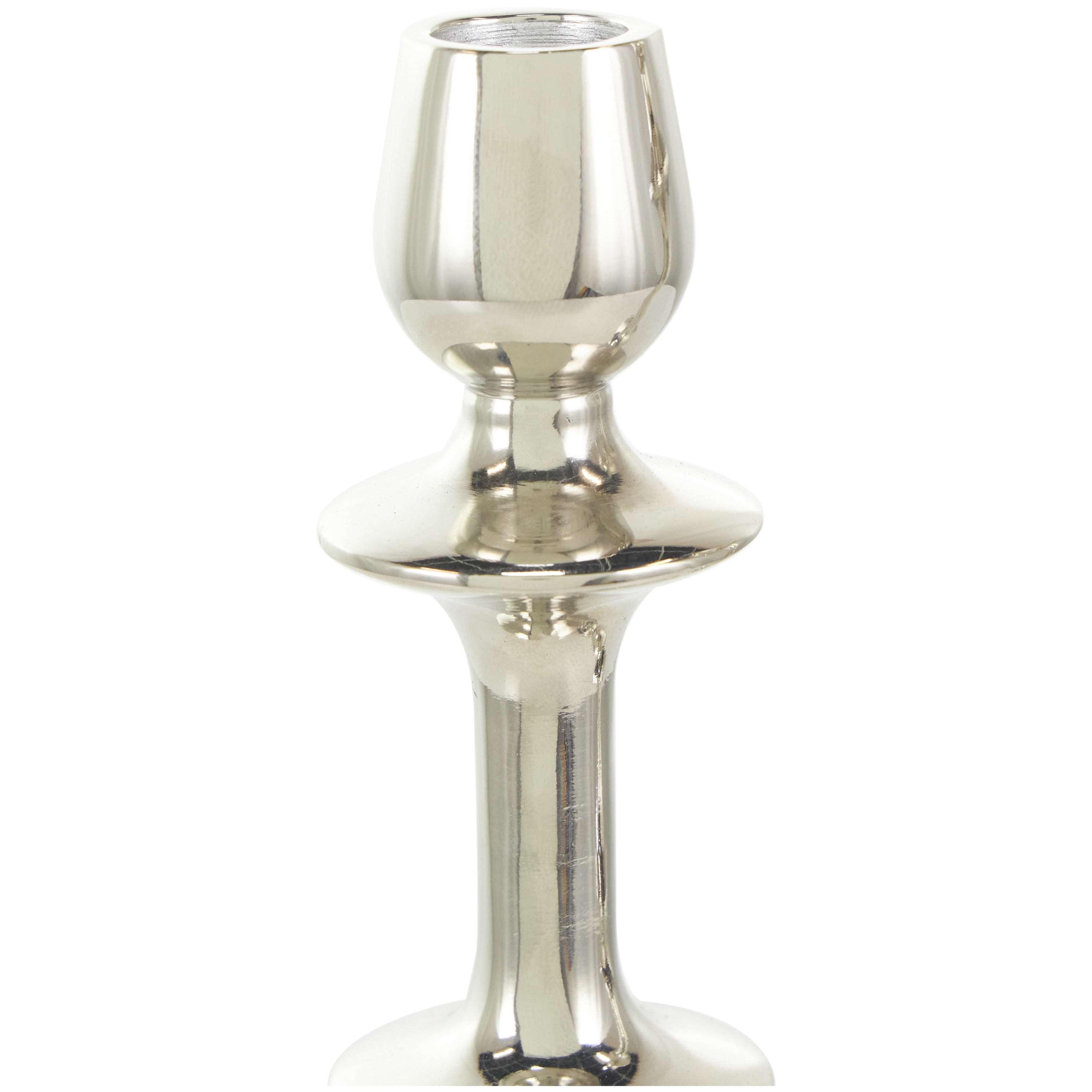 DecMode 2 Candle Silver Aluminum Candle Holder, Set of 2