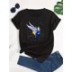 thumbnail image 1 of Fashion Cute Birds Graphic Sports Short Sleeve T-shirts, Print Casual Sports Slim Tops For Running, Women's Summer Tops, 1 of 6