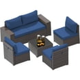 thumbnail image 7 of Gotland 6 Pieces Patio Conversation Set Outdoor Sectional Sofa Set PE Rattan Sectional sofa Set (dblue), 7 of 7