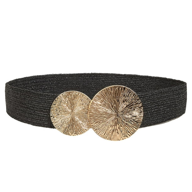Qarigey Cinturón ancho para mujer con hebilla de moda, cinturones arriba o abajo para mujer, cinturón elástico Cinturones negro