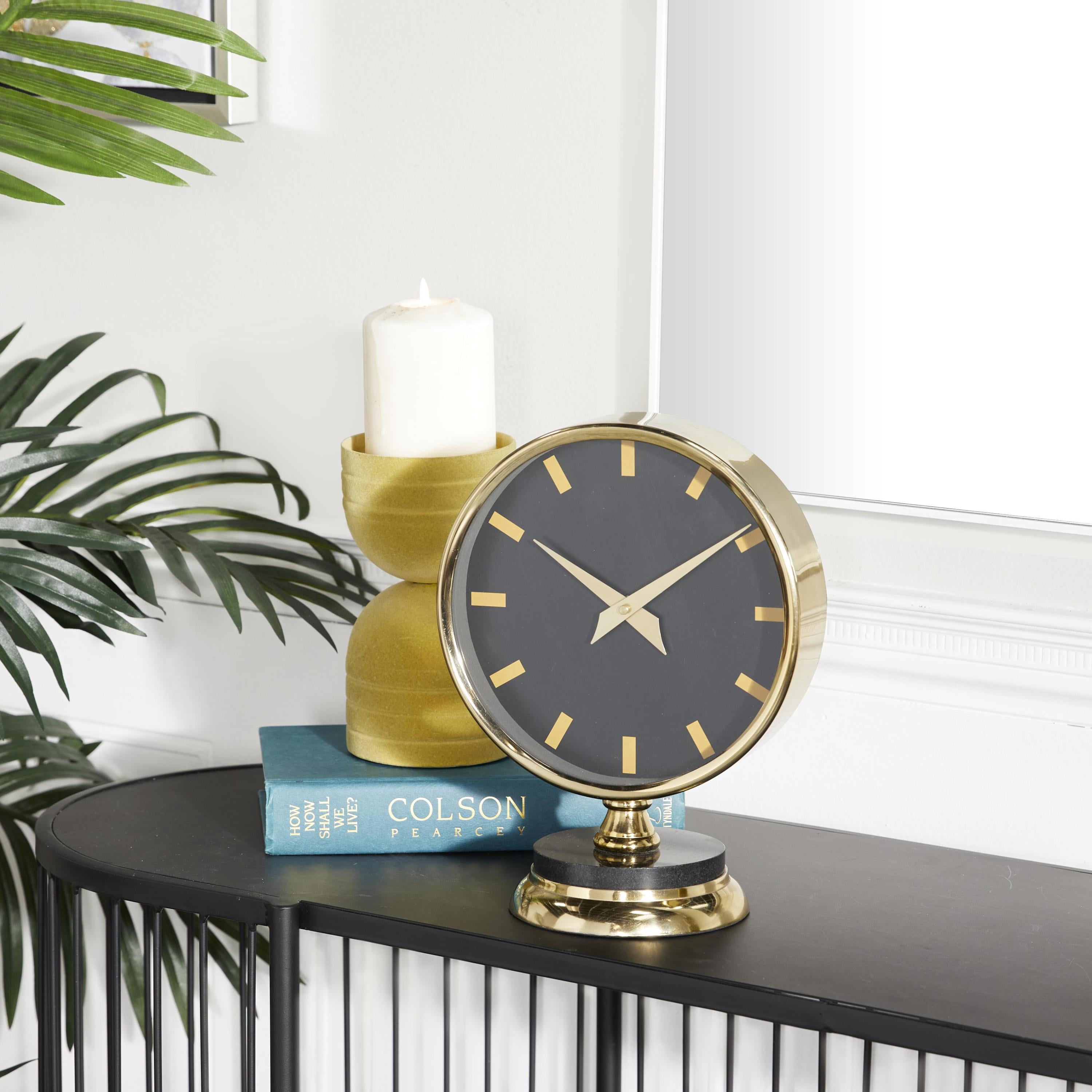 DecMode 11" Gold Stainless Steel Metal Clock with Black Face