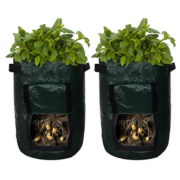 Gliving 2 Pack Grow Bags Potato Planter Bag W Access Flap Handles Planting Grow Bags Fabric Pots For Grow Vegetables Potato Carrot Onion Walmart Com Walmart Com