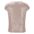 thumbnail image 6 of Pincandy Women's Fashion Solid Loose T-shirt Short Sleeve Sequin Blouse Round Neck Glitter Sequins Shirts Top Casual Cap Sleeve Party Tee Tops,Rose Gold,2XL, 6 of 6