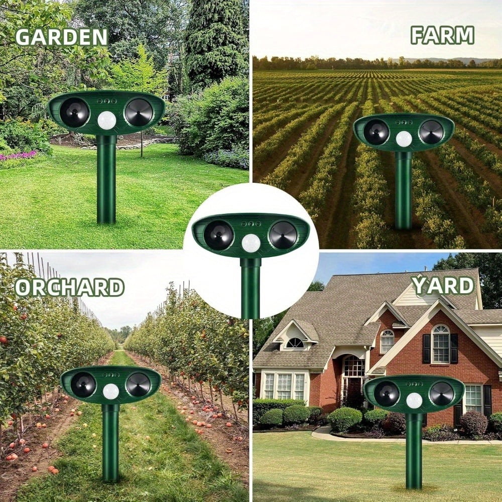 JahyElec Solar Animal Repellent,2 Pack Ultrasonic Animal Repeller Outdoor Waterproof with Motion Sensor Effective Against Squirrel Deer Raccoon Skunk Coyote Deterrent for Yard Garden Protection