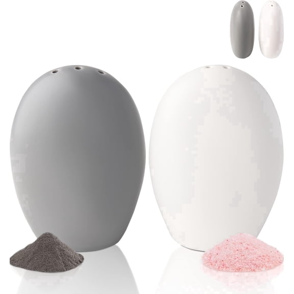 Comfify Salt and Pepper Shaker Set, Ceramic, White and Grey