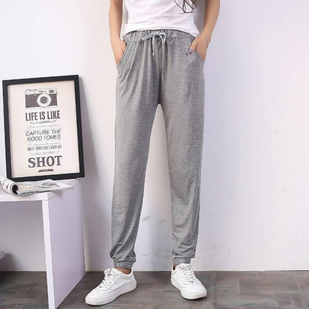Pantalones deportivos ligeros para mujer, cómodos, con cordón ajustable, para entrenamiento, yoga y running, con bolsillo.