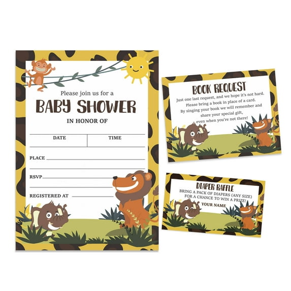 Inkdotpot Set Of 30Jungle Animals Baby Shower Invitations-Diaper Raffle Tickets And Baby Shower Book Request Cards Gender Neutral Invites Its A Boy Its A Girl
