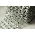 thumbnail image 2 of 4" 1 Yard Silver Diamond Flower Mesh Wrap Roll Crystal Rhinestone Sparkle Ribbon, 2 of 3