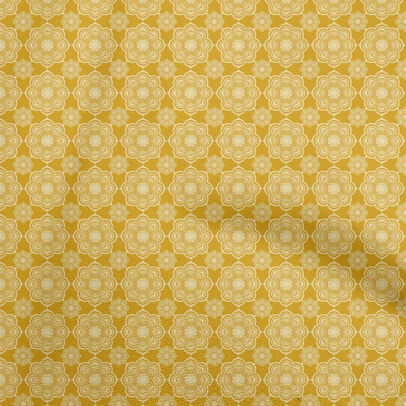 oneOone Cotton Cambric Yellow Fabric Asian Ornamental Sewing Craft Projects Fabric Prints By Yard 42 Inch Wide