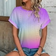 thumbnail image 7 of Womens Summer Tops Round Neck Gradient Casual Short Sleeve Plus Size T Shirt Tops, 7 of 7