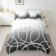 thumbnail image 2 of jejeloiu Geometric Lines Circle 7pcs Bedding Comforter Set,White Black Queen Bedding Sets For Men Women Reversible, 2 of 8
