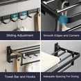 thumbnail image 4 of 24 Inch Towel Rack with Towel Bar Holder Foldable Towel Shelf with Movable Hooks Rustproof Towel Storage Wall Mount for Bathroom Lavatory Matte Black, 4 of 5