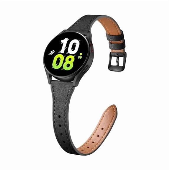 Slim Leather Band Compatible with Galaxy Watch 7 Band/6 5 4 FE 40mm 44mm/5 pro 45mm/Classic/Galaxy Active 2, 20mm Genuine Leather Strap with Quick Release Buckle for Samsung Watch Bands Women