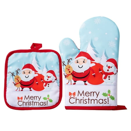 

Dianopex Christmas Baking Heat Gloves Christmas Oven Microwave Gloves Mat Set Cotton Potholder Machine Washable Microwave Oven Mitts Heat Proof Pads For Kitchen Baking Cooking Utensils Set