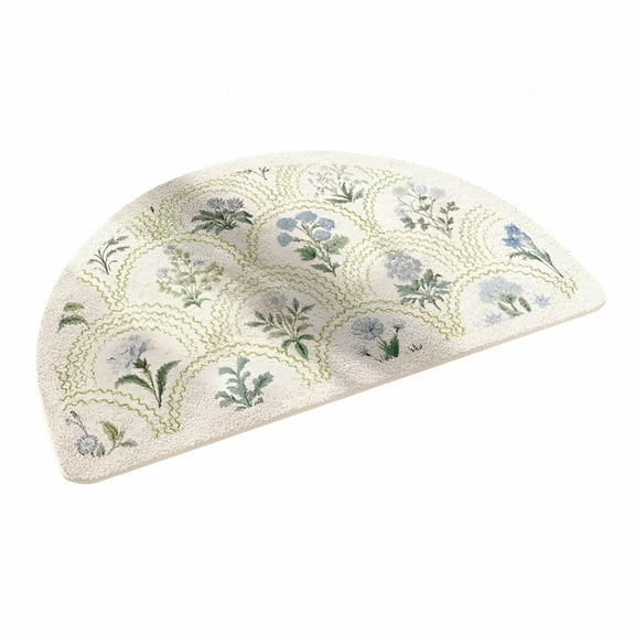 AUQ Half Circle Bathroom Rugs Spring Floral Print Doormats Coir Entrance Washable Door Rugs Indoor Entrance Anti-Slip Bath Mats for Bathroom Floor,Tub,Shower and Home Decor Accessories,24X16 In